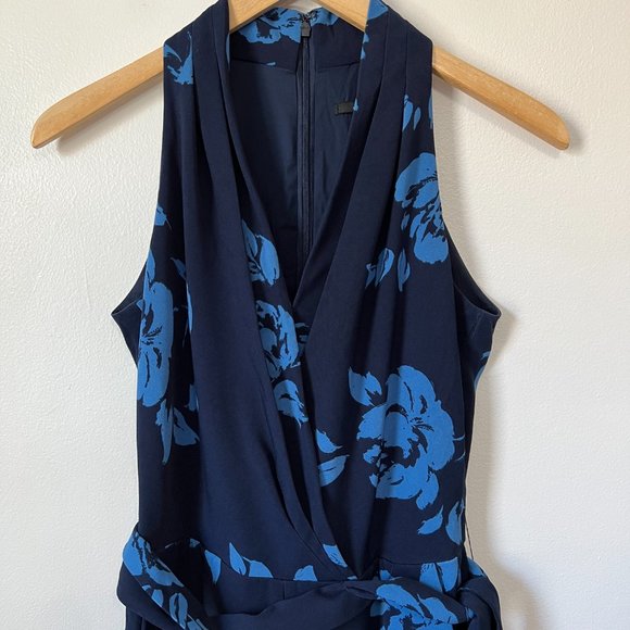 Alex Marie Navy Blue Floral Jumpsuit Size 4 - Picture 3 of 6